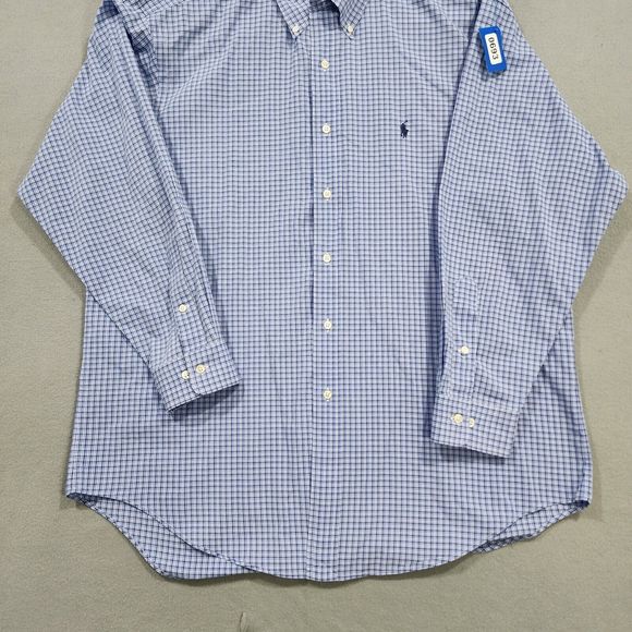Polo Ralph Lauren Shirt Mens Large Blue White Black Check Yarmouth 100% Cotton - Picture 13 of 16